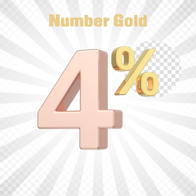 3d render of a gold percent