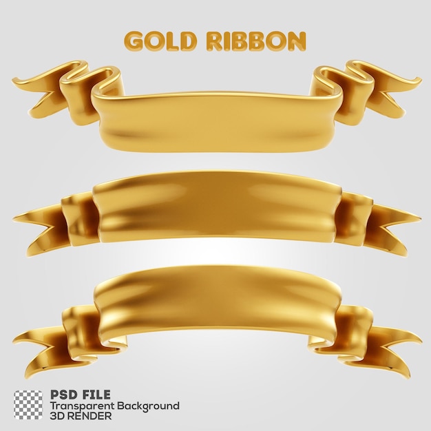3D Render Gold Ribbon Set
