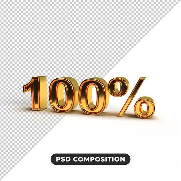 3d rende il testo dorato al 100% di sconto