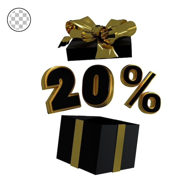 3d render gold twenty percent