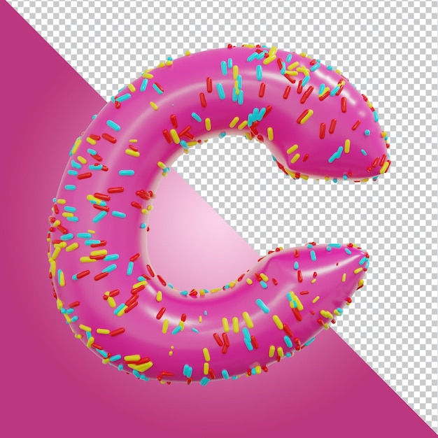 3d render of golden alphabet letter c balloon style