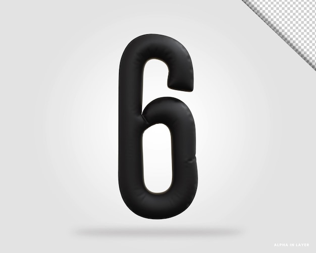 PSD rendering 3d di alfabeto dorato numero 6 in stile palloncino
