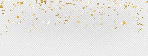 3d render of golden confetti on transparent background