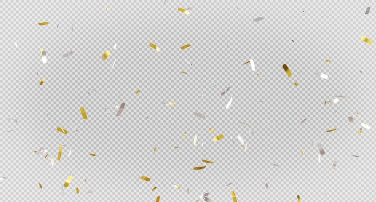 3d render of golden confetti with flying