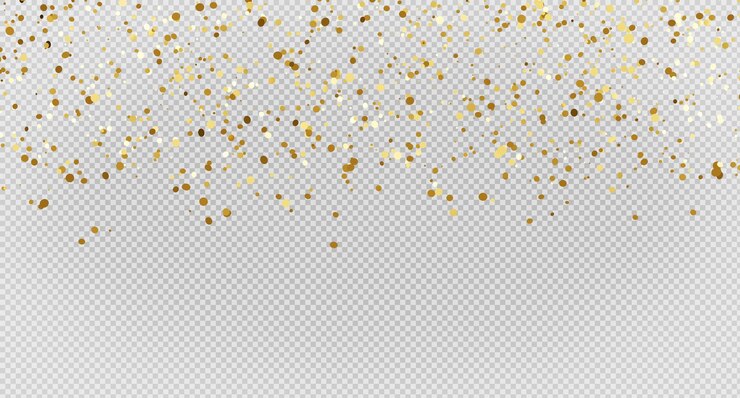 3d render of golden confetti with flying