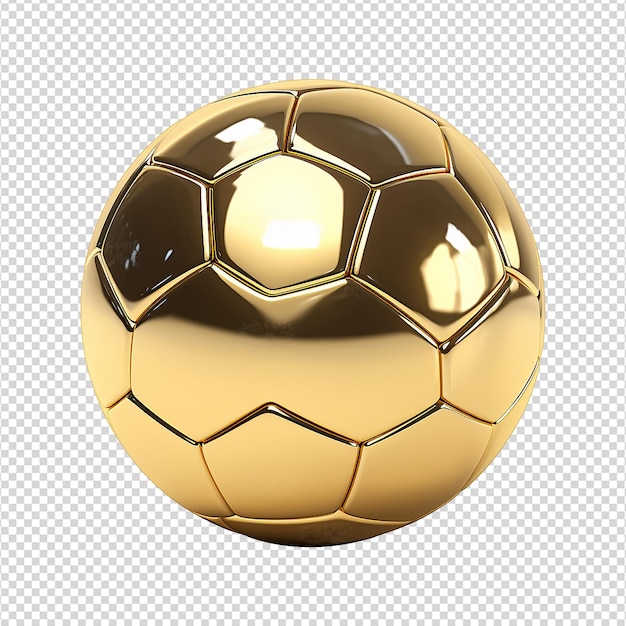 3d render golden football isolated on transparent background png