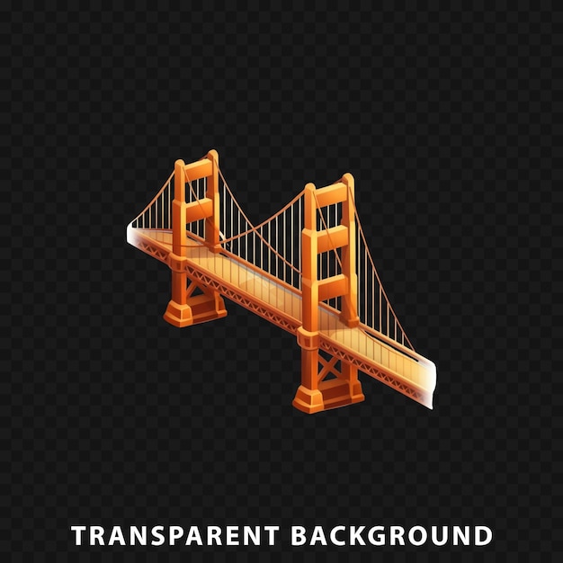 PSD 3d render golden gate bridge izolowany na przezroczystym tle