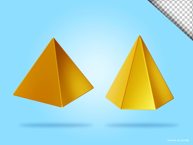 3d render golden geometric shapes objects isolated