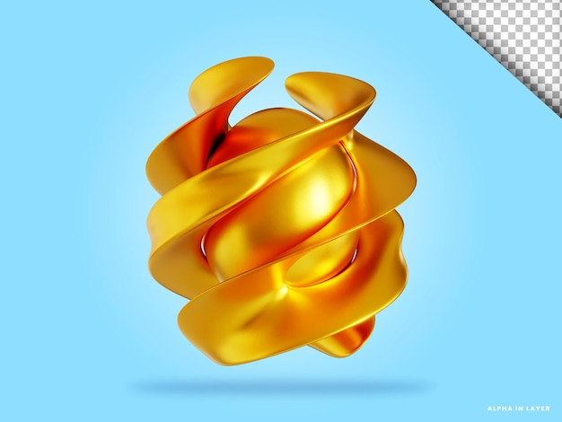 PSD 3d render golden geometric shapes objects isolated
