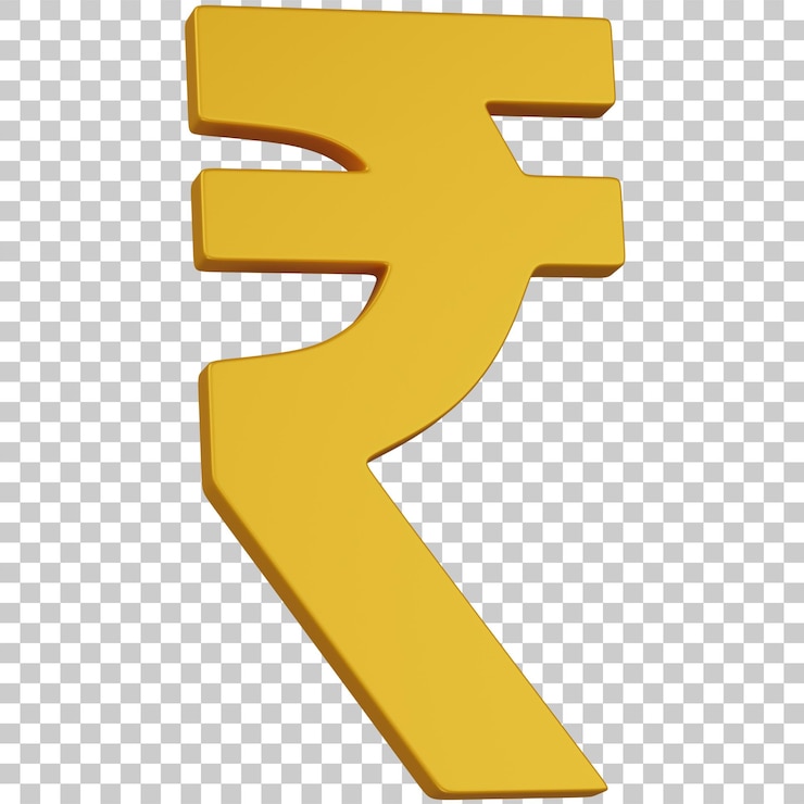 PSD 3d render golden indian rupee symbol icon
