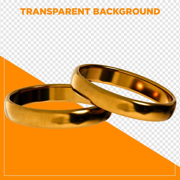 3d render golden ring with transparent wallpaper