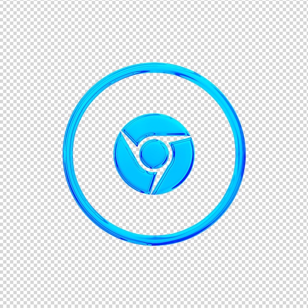 PSD 3d render google chrome icon glossy blue