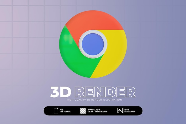 PSD 3d render google chrome icon isolated