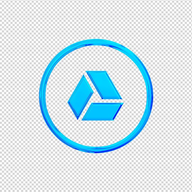 3d render google drive-pictogram glanzend blauw