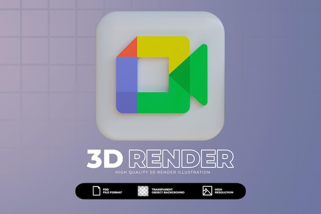 PSD 3d render google meet icon