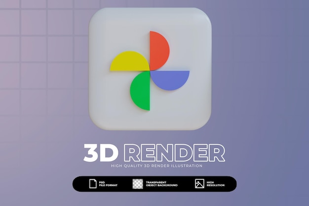 PSD 3d render google photos icon