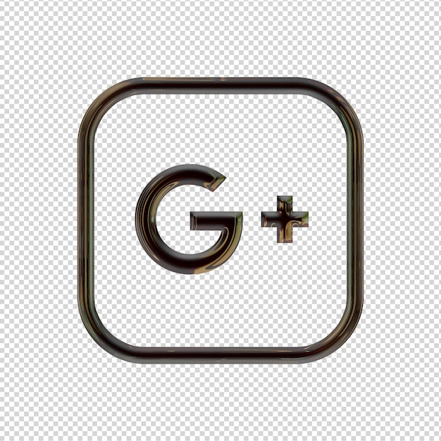 PSD 3d render google plus-pictogram glanzend zwart