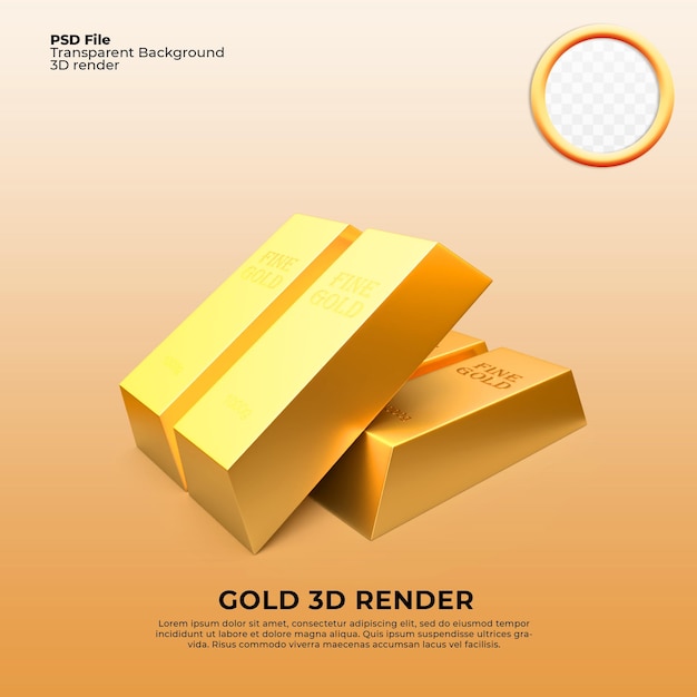 3d render goud 1000 gram