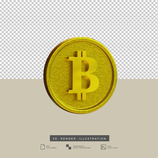 PSD 3d render gouden bitcoin illustratie