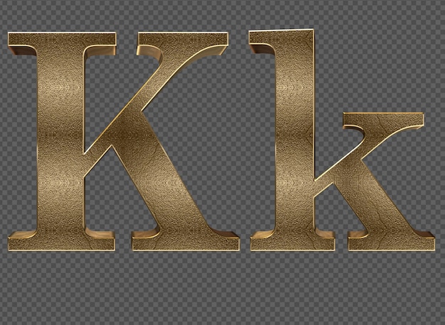 3d render gouden kleine letters en hoofdletters