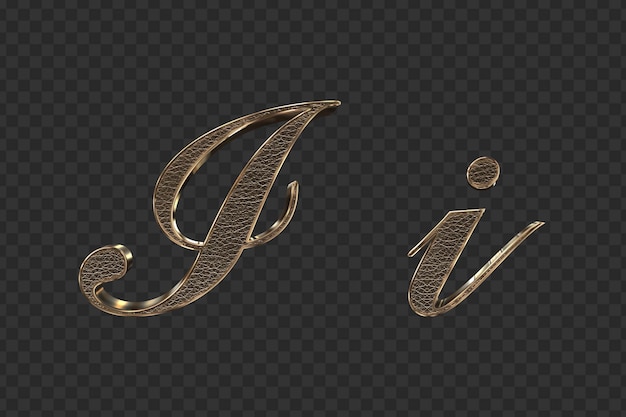 3D render Gouden kleine letters en hoofdletters