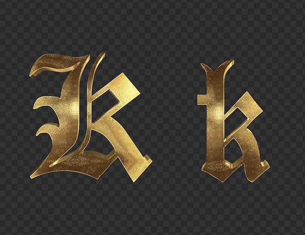 3d render gouden kleine letters en hoofdletters