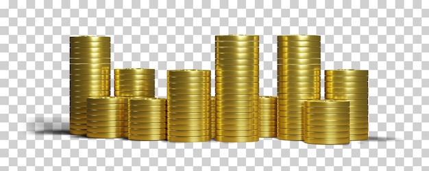 3D render gouden munt op transparante achtergrond