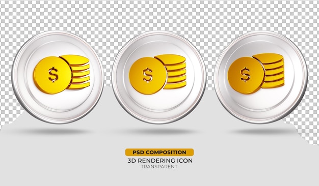 3d render gouden munt pictogram ontwerp