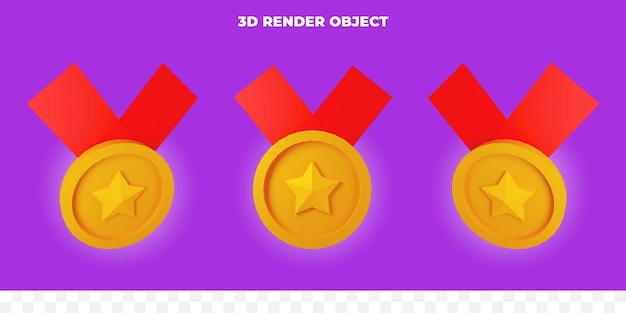 PSD 3d render gouden ster medaille