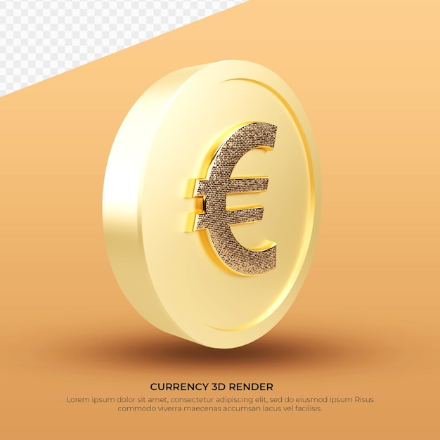 3D render gouden valutasymbool Euromunt