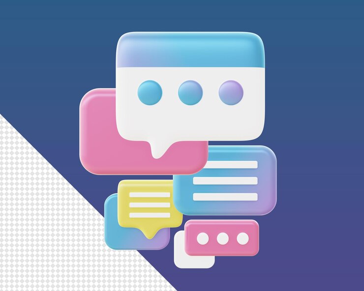PSD 3d render of gradient chatting illustration icons for ui ux web mobile apps social media ads designs
