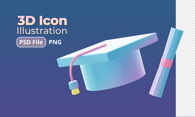 3d Render Gradient Graduation Hat Toga I Ikony Ilustracji Przewijania Dla Internetowych Reklam W Mediach Społecznościowych Des