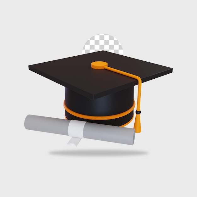 3d render graduation hat icon