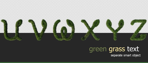 PSD 3d render gras alfabetletters instellen u tot z