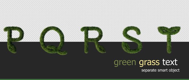 3d render Grass alphabet letters set P to T