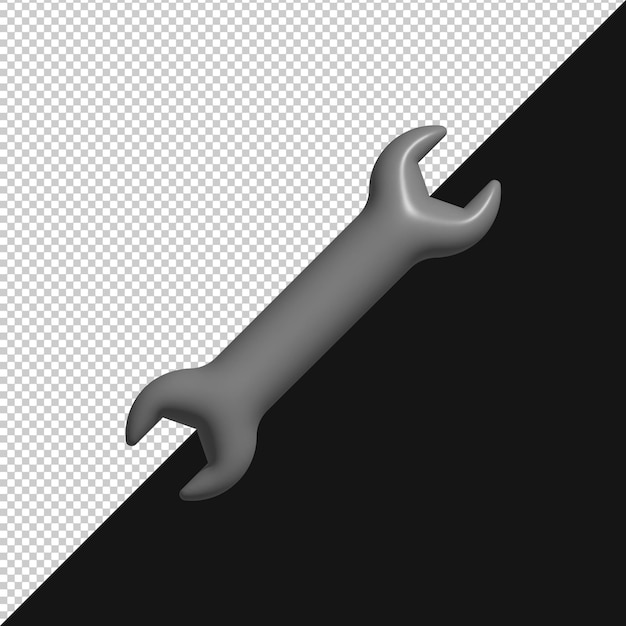 3D Render of a Gray Wrench on a Transparent Background