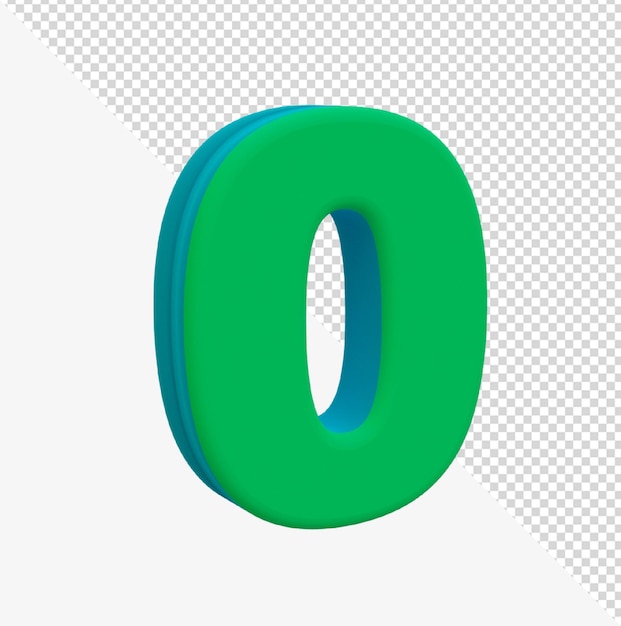 3d 렌더링 녹색 알파벳 문자 0