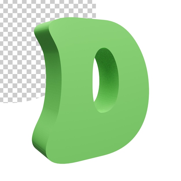 3d render green alphabet letter d