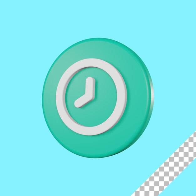 3D Render Green Clock Time Icon With Transparent Background