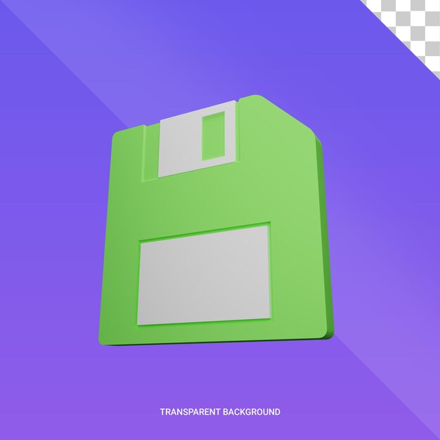 PSD 3d render green floppy disk