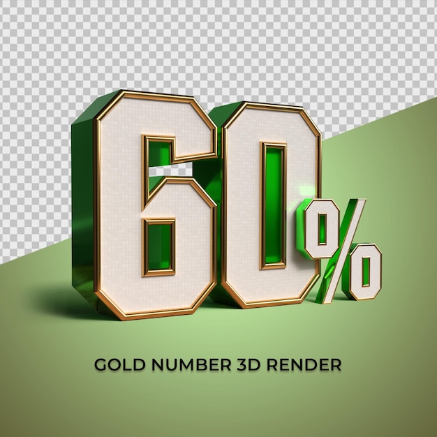 3d Render 그린 골드 번호 60% 판매 진행률