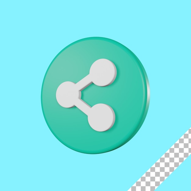 PSD 3d render green share icon with transparent background