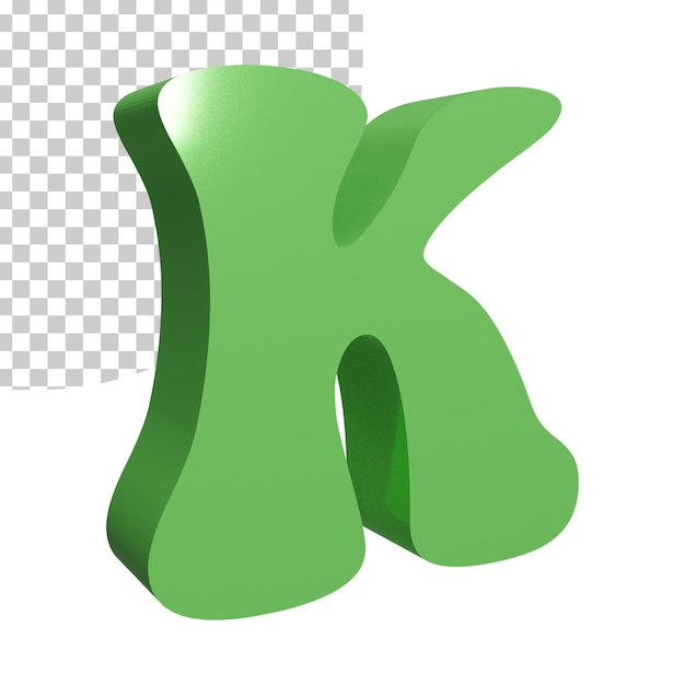 3d render groene alfabet letter k