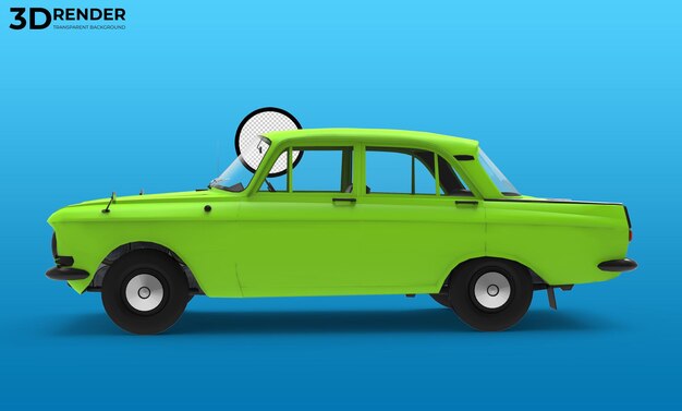 PSD 3d render groene eco taxi auto transparante achtergrond