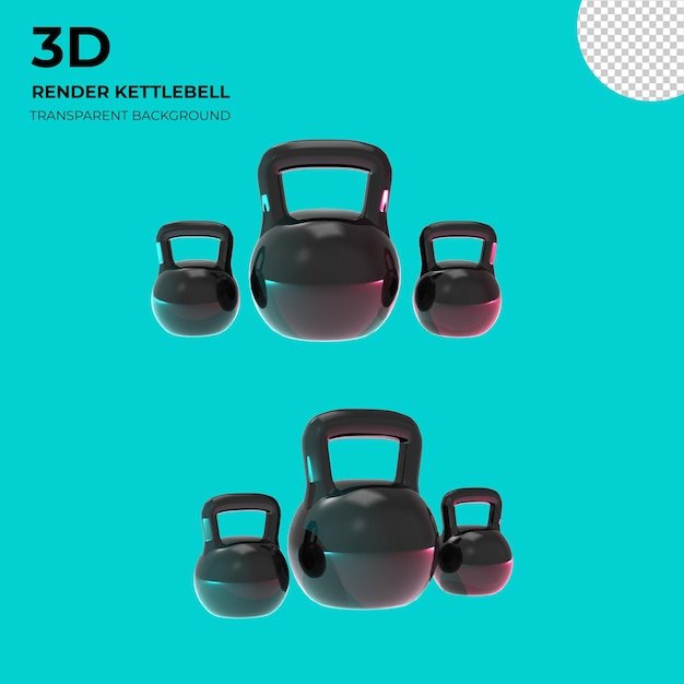 3d render gym kettlebell  equipment on transparent background