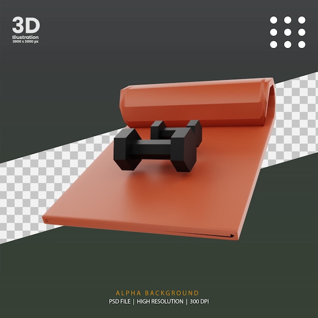 3D render gym matras illustration