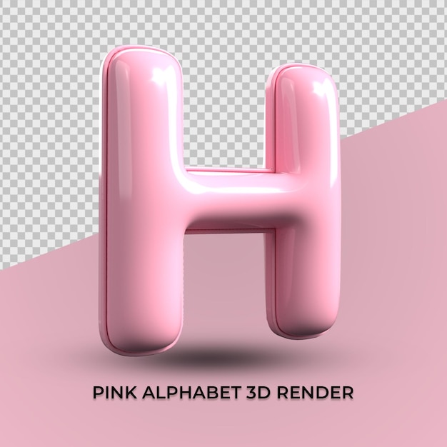 3d rendering plastica rosa alfabeto h carino