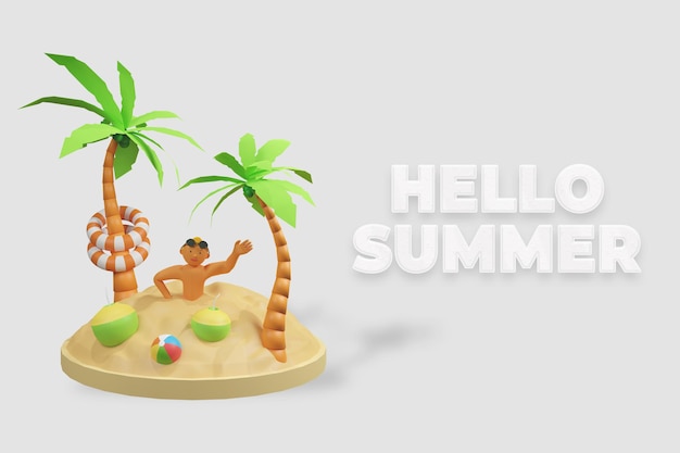 3d render hallo zomerbanner