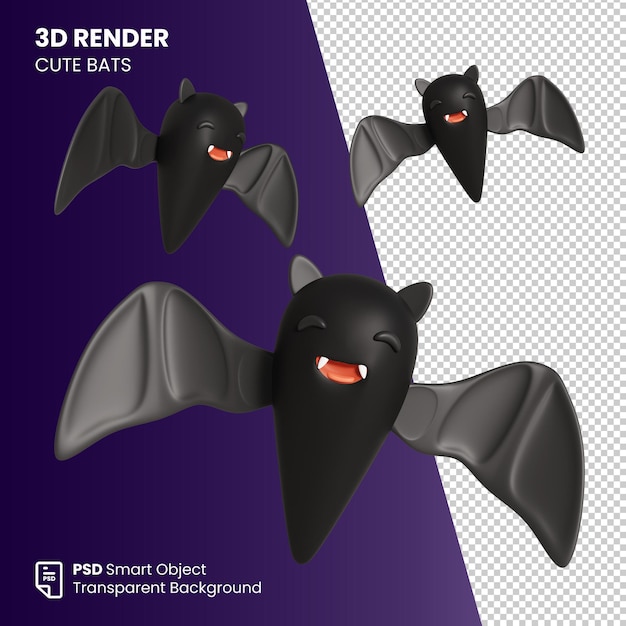 PSD 3d render halloween leuke vleermuizen