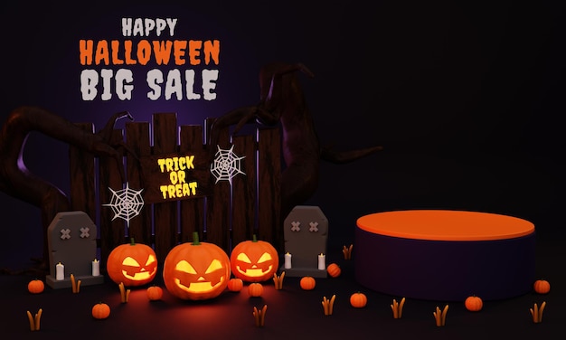 3D Render Halloween Podium Achtergrond